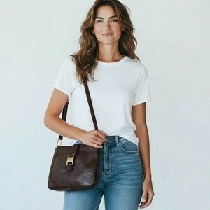 Milleni Purse Women Brown Leather Shoulder Bag Crossbody Handbag Classic Chic‎